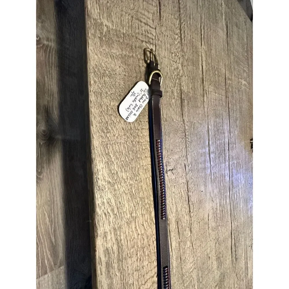 Leather and crystal dog collar